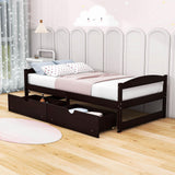 Wood Low Twin Daybed with Storage Drawers - [Backless]