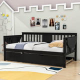 Wooden Twin Daybed with Trundle Bed and Storage