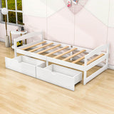 Wood Low Twin Daybed with Storage Drawers - [Backless]