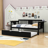 Wooden Twin Daybed with Trundle Bed and Storage