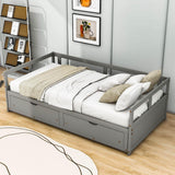 Wood Twin to King Daybed with Extendable Trundle and Storage Drawers