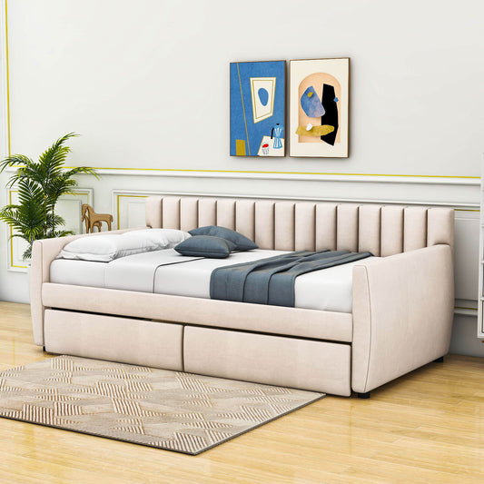 Modern Upholstered Twin Daybed with Storage - [Sofa Bed in Living Room]