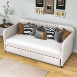 Modern Twin Upholstered Daybed with Trundle Bed - [Sofa Bed in Living Room]