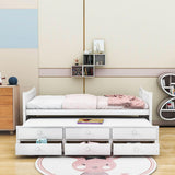 Backless Wooden Twin Daybed with Trundle and Storage - [Drawers]