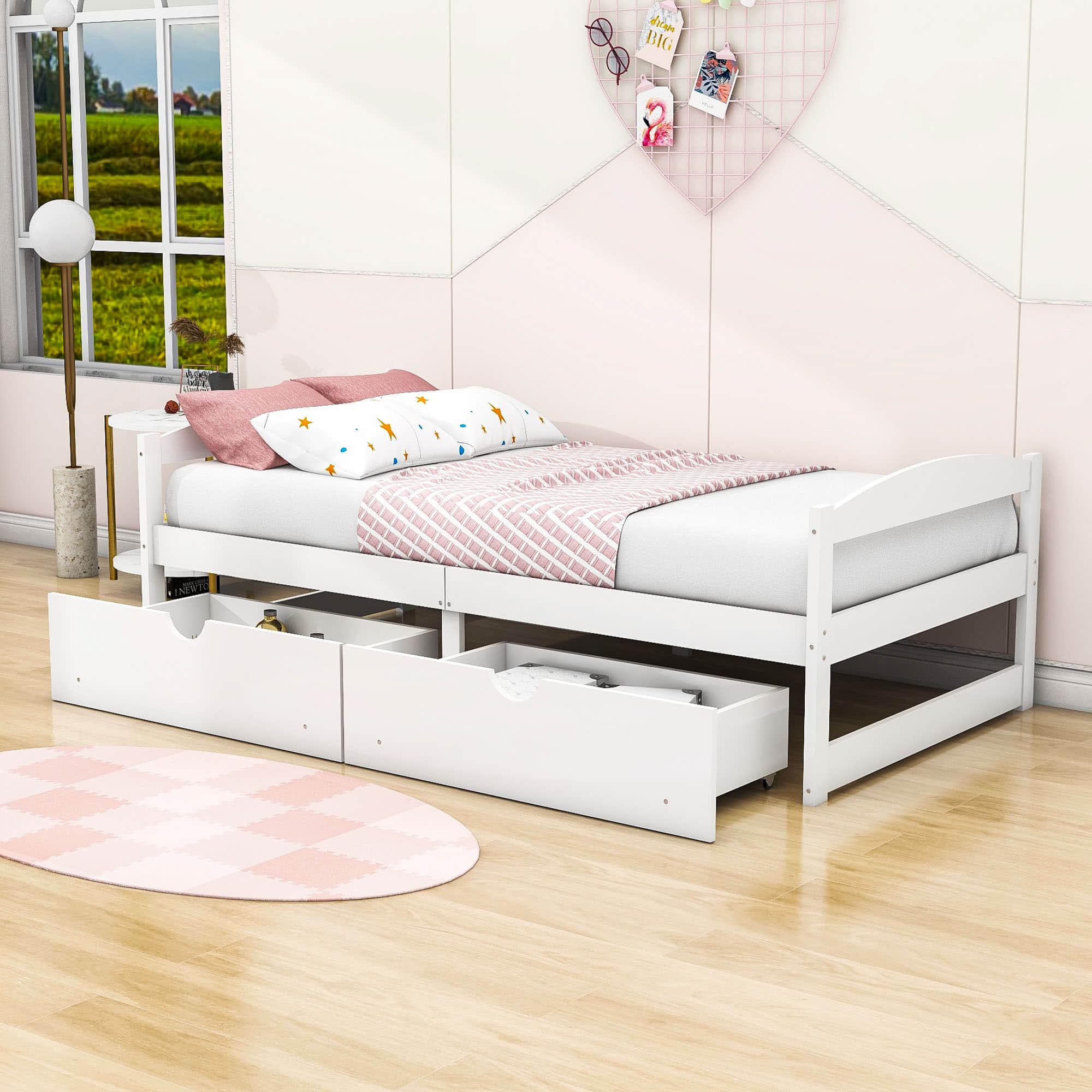 Wood Low Twin Daybed with Storage Drawers - [Backless]