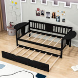 Wooden Twin Daybed with Trundle Bed and Storage