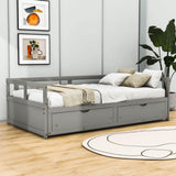 Wood Twin to King Daybed with Extendable Trundle and Storage Drawers