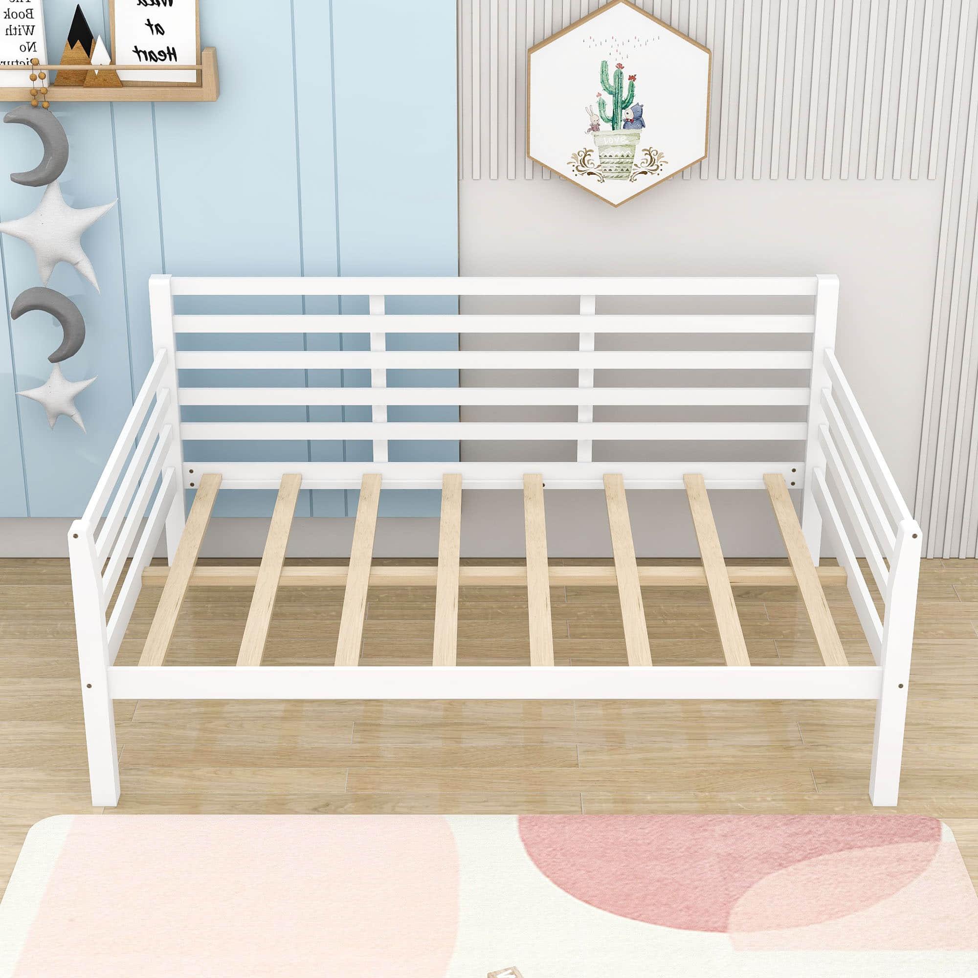 Wooden Full Size Daybed with Slat Backrest