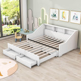 Wooden Twin to King Extendable Daybed with Pull-out Trundle and Storage