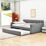 Velvet Upholstered Full Size Daybed with Trundle