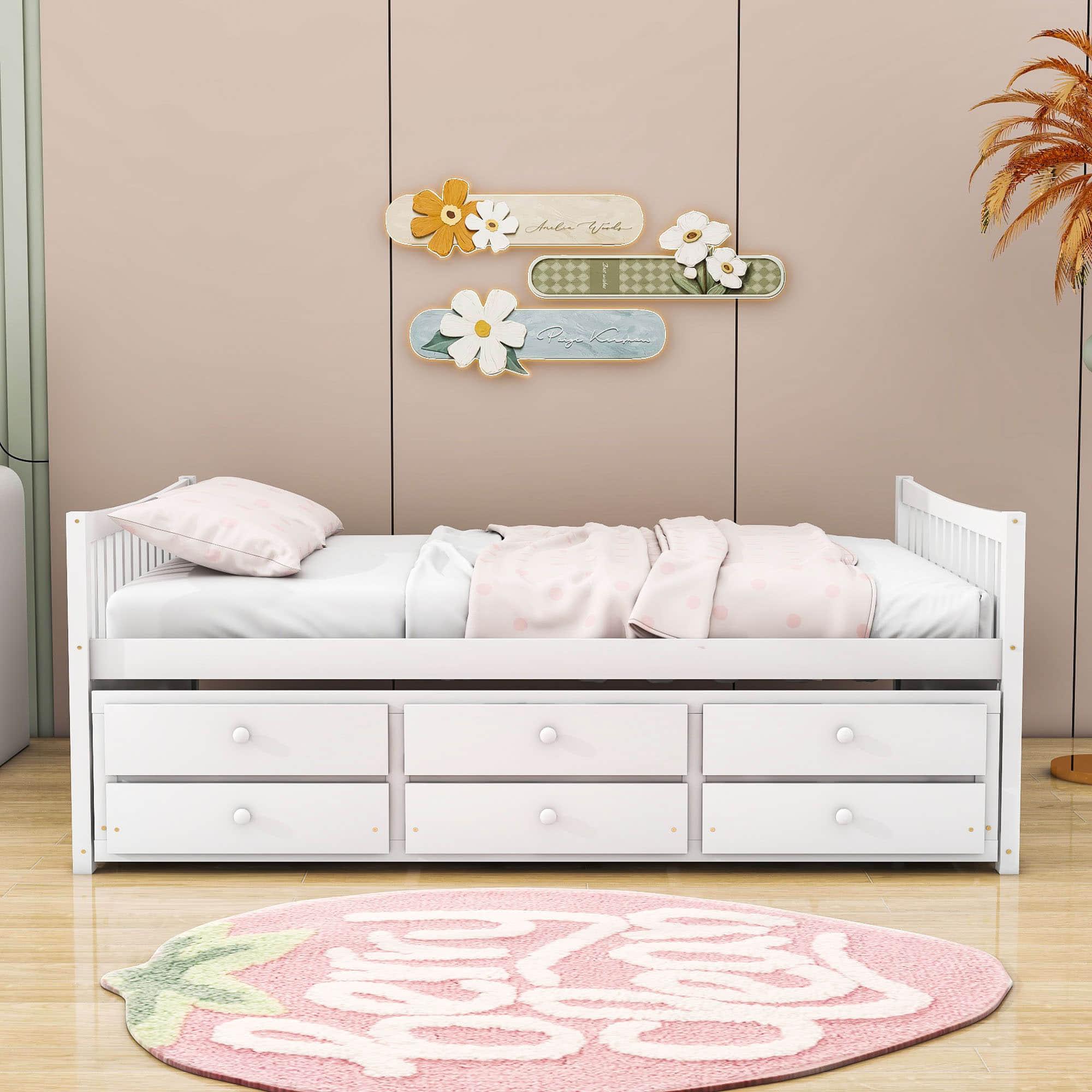 Wooden Full Size Daybed with Trundle and Storage - [Drawers, Backless]