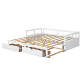 Wood Twin to King Daybed with Extendable Trundle and Storage Drawers