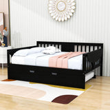 Wooden Full Size Daybed with Trundle Bed and Storage