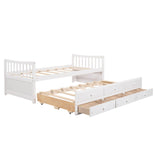 Backless Wooden Twin Daybed with Trundle and Storage - [Drawers]