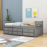 Backless Wooden Twin Daybed with Trundle and Storage - [Drawers]