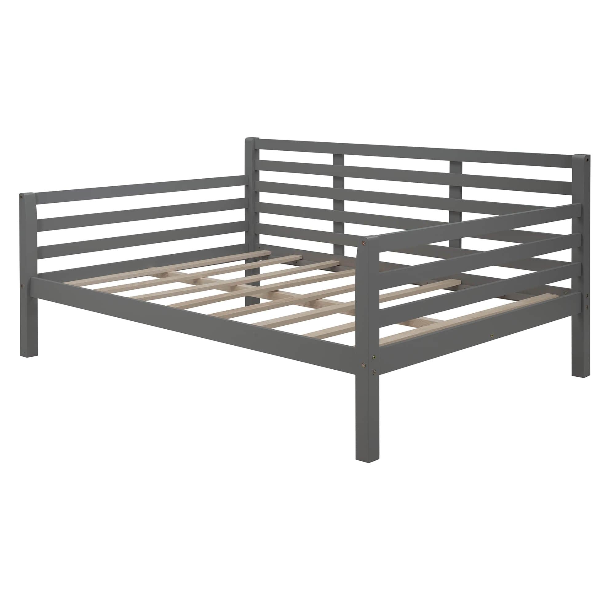 Wooden Full Size Daybed with Slat Backrest