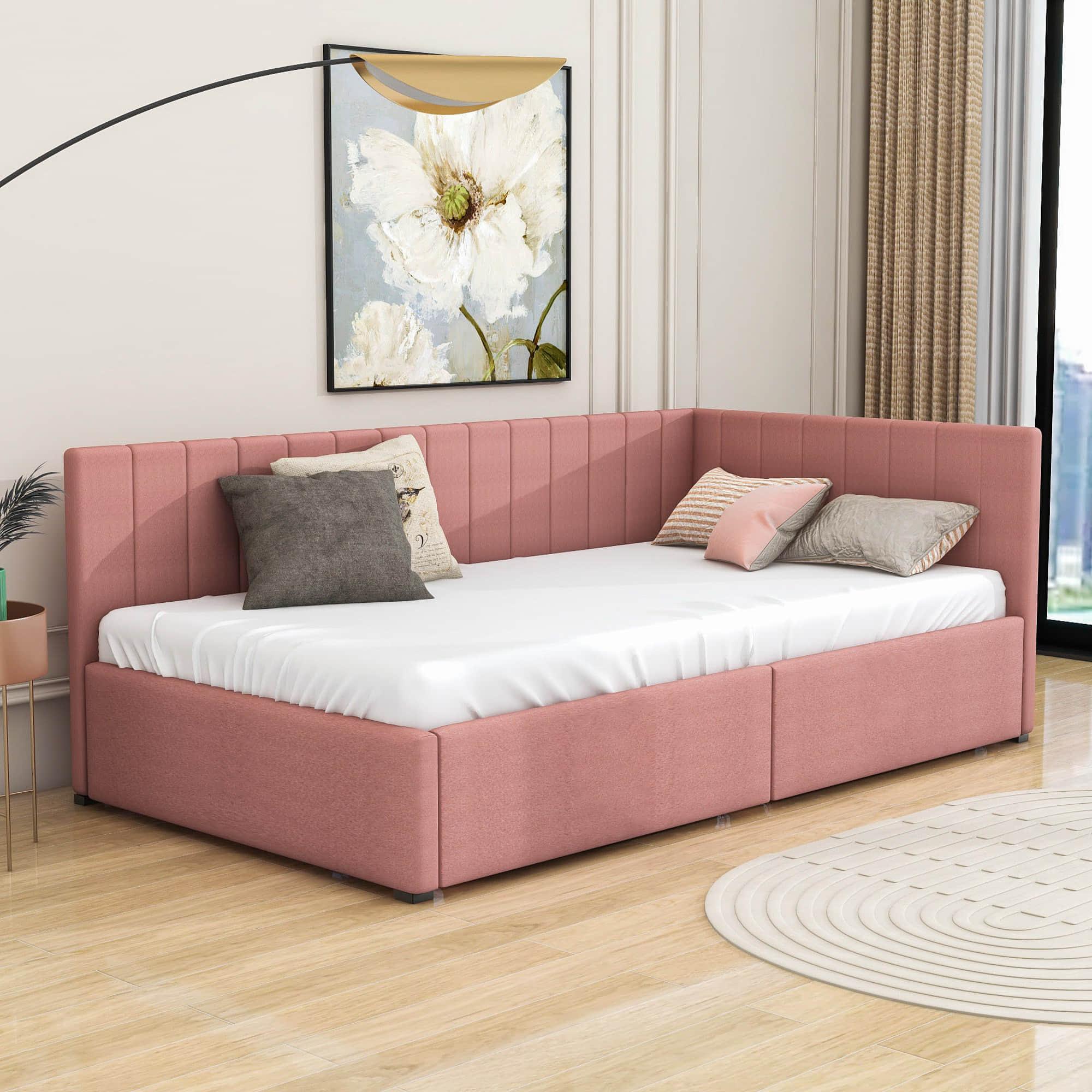 Twin Linen Upholstered Daybed with Storage - [Drawers]