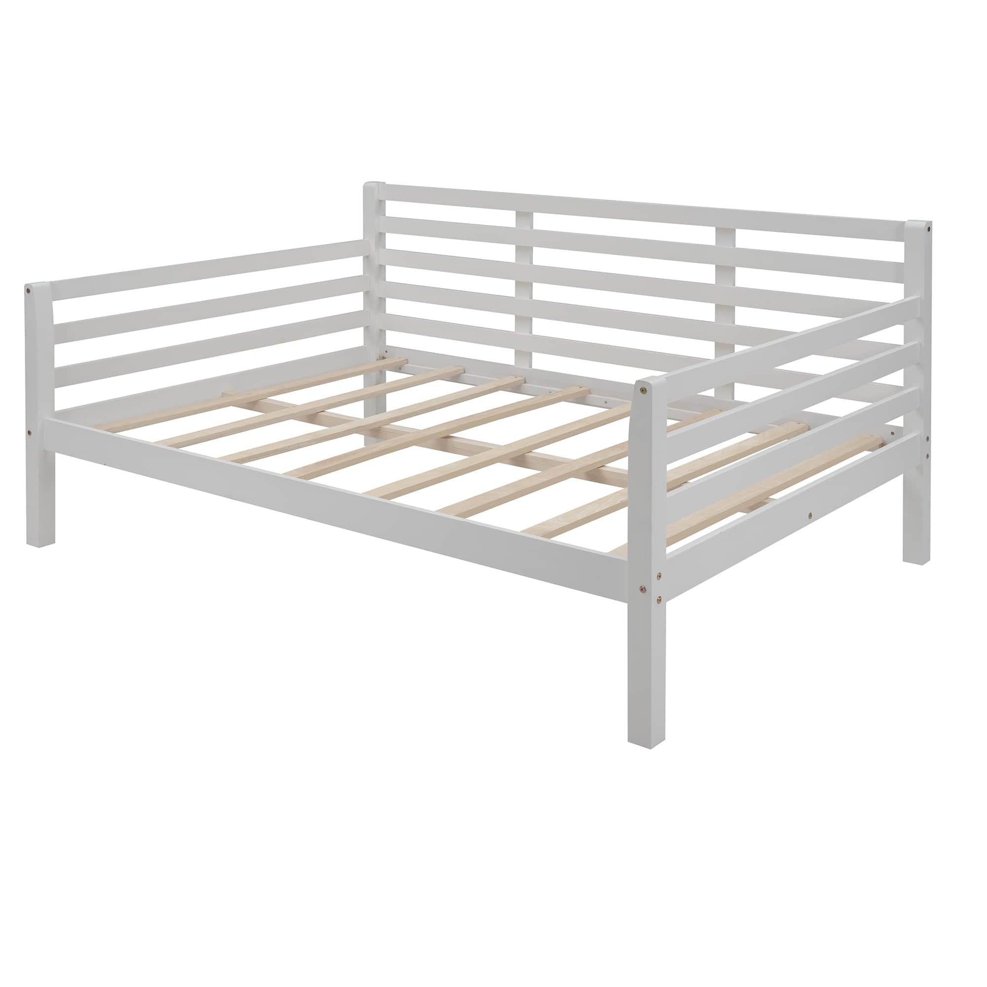 Wooden Full Size Daybed with Slat Backrest