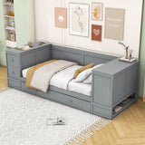 Smart Twin Daybed with Trundle Bed and Storage Arms, Charging Station