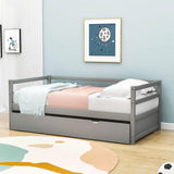 Wooden Low Twin Daybed Frame with Twin Trundle