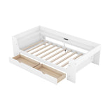 Wooden Twin Daybed with Storage and Charging Station - [Low]