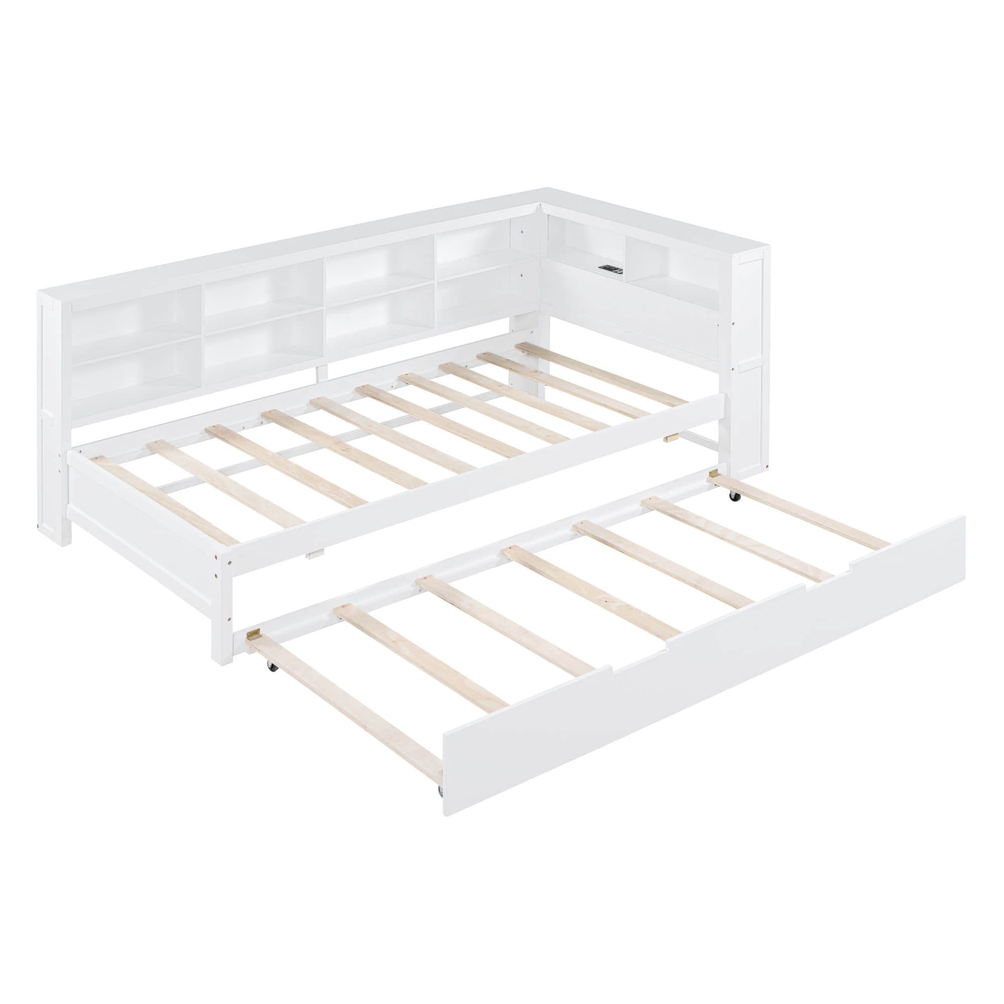 Modern Smart Wood Twin Daybed with Twin Trundle and Storage