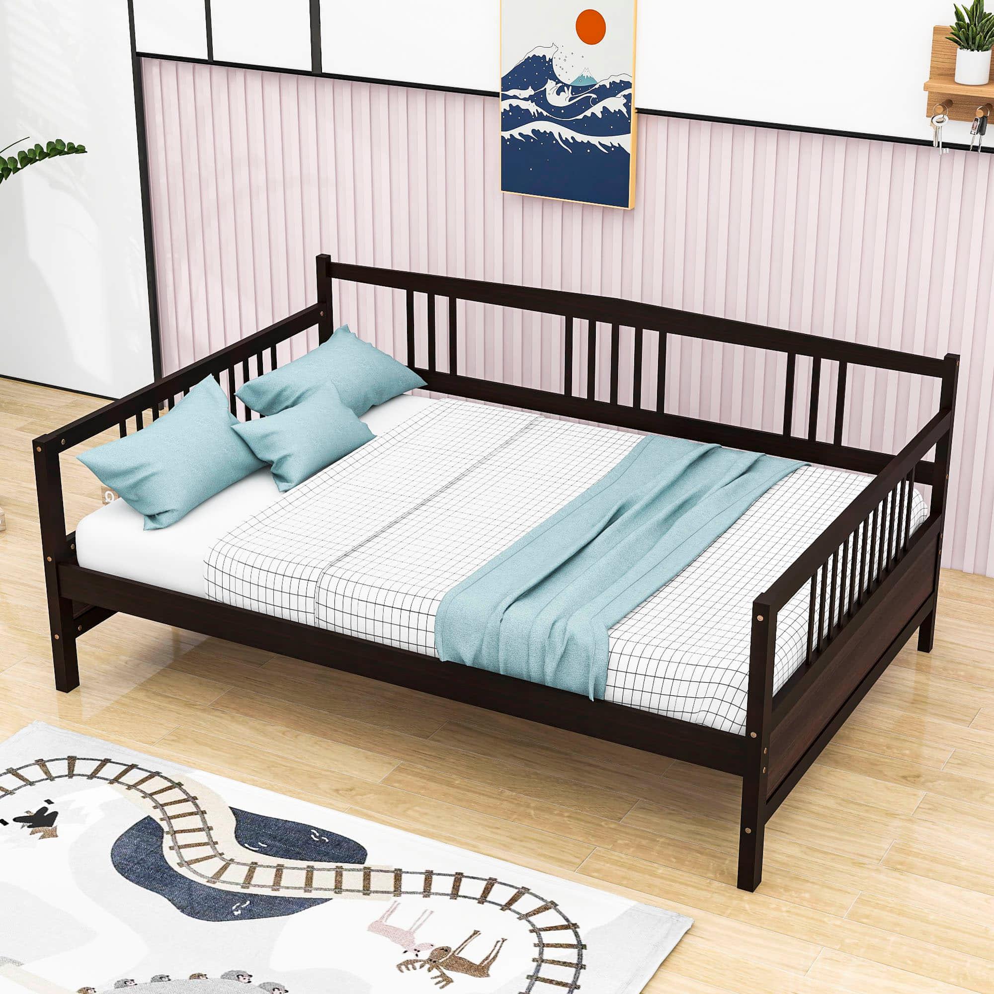 Wood Full / Double Size Daybed with Slat Back and Support Legs