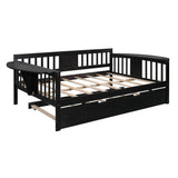 Wooden Full Size Daybed with Trundle Bed and Storage