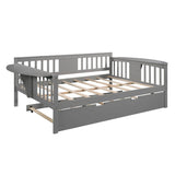 Wooden Full Size Daybed with Trundle Bed and Storage