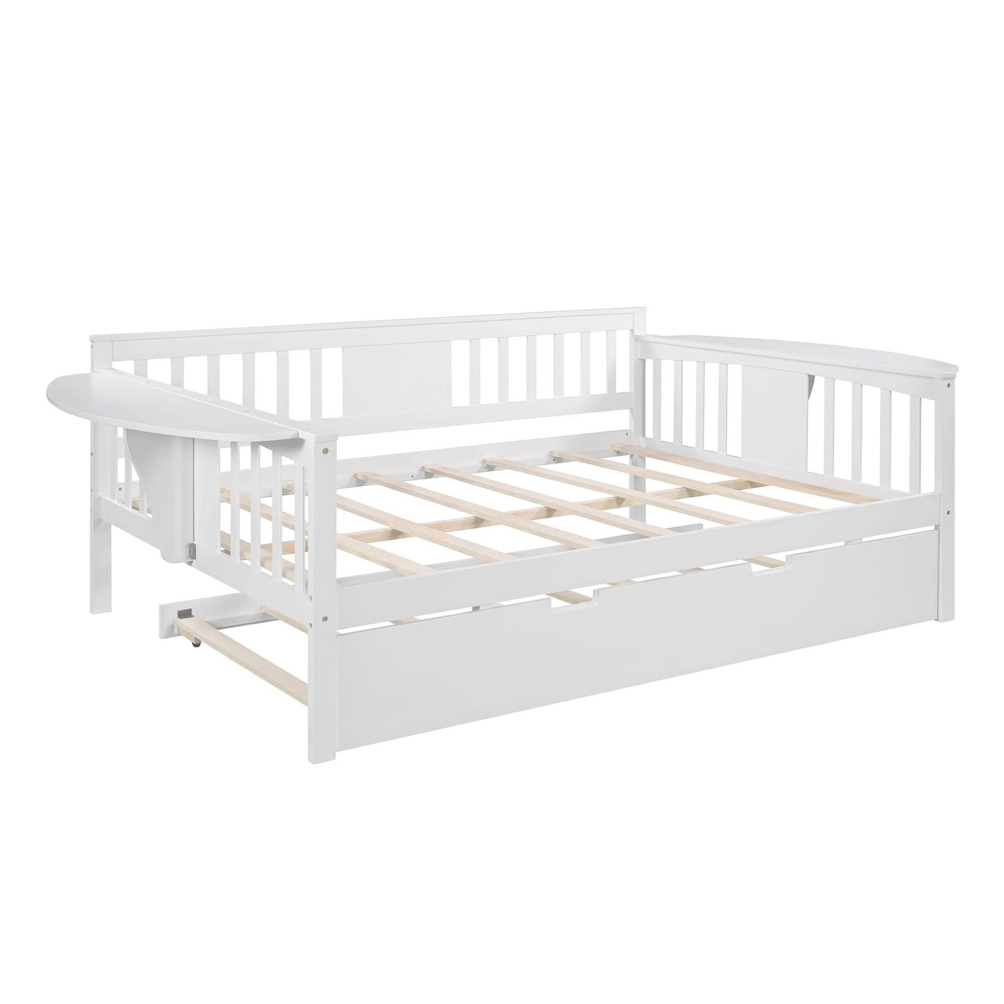 Wooden Full Size Daybed with Trundle Bed and Storage