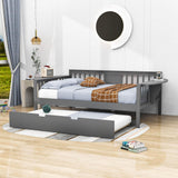 Wooden Full Size Daybed with Trundle Bed and Storage