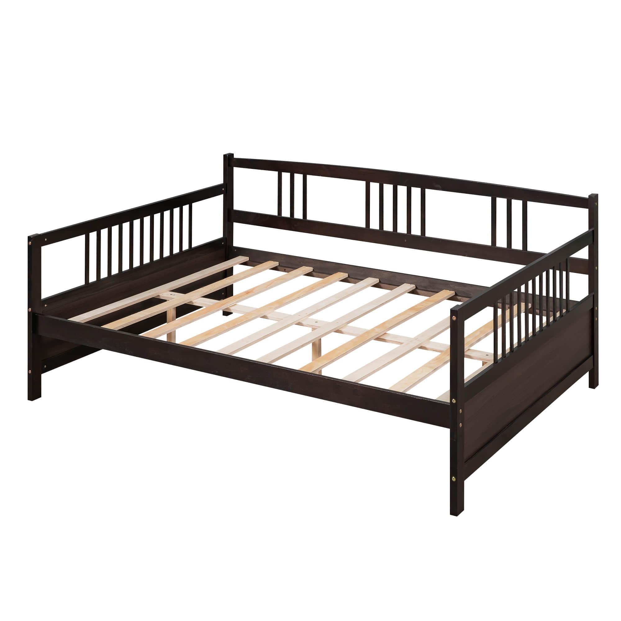 Wood Full / Double Size Daybed with Slat Back and Support Legs