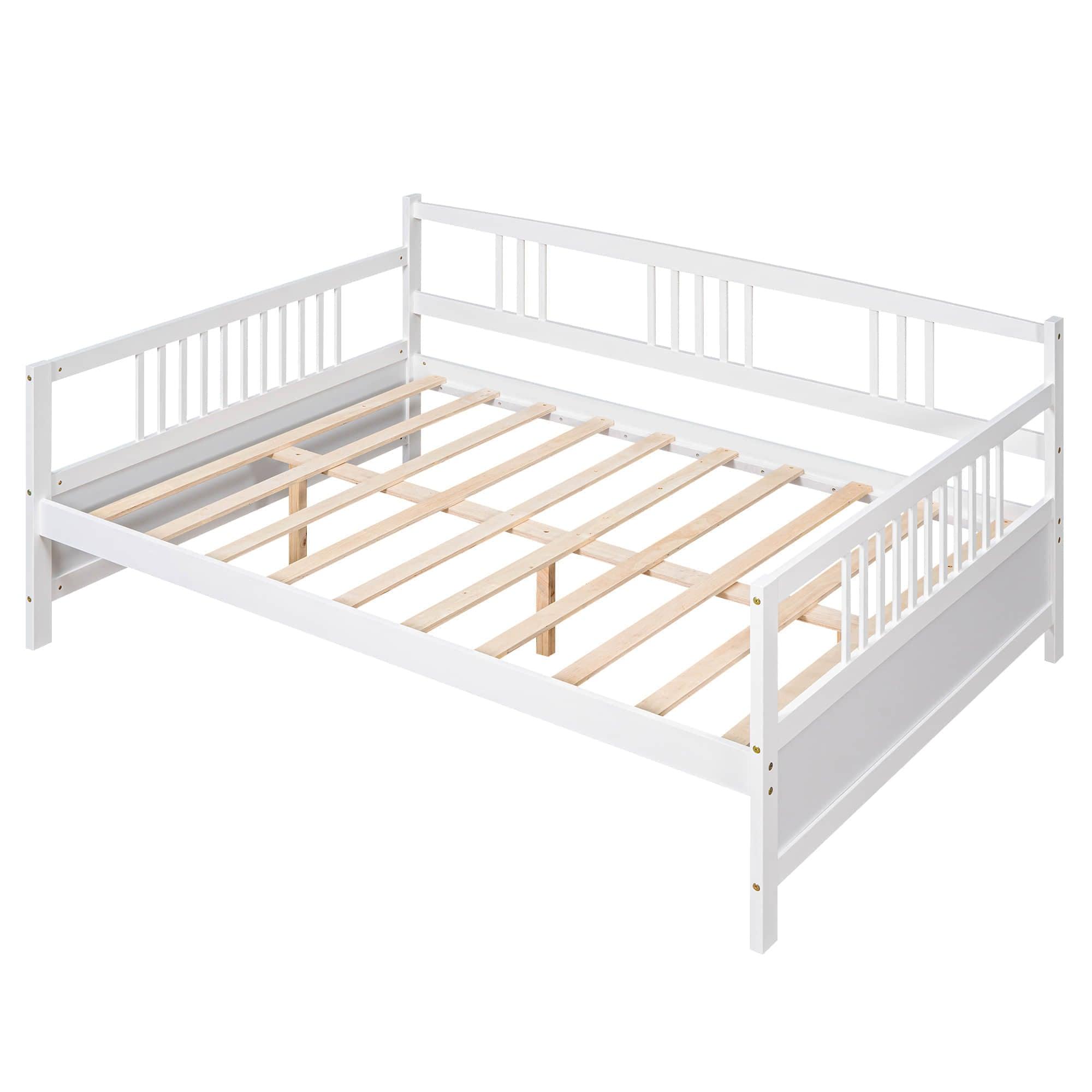 Wood Full / Double Size Daybed with Slat Back and Support Legs