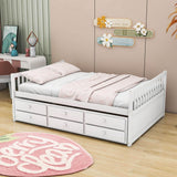 Wooden Full Size Daybed with Trundle and Storage - [Drawers, Backless]