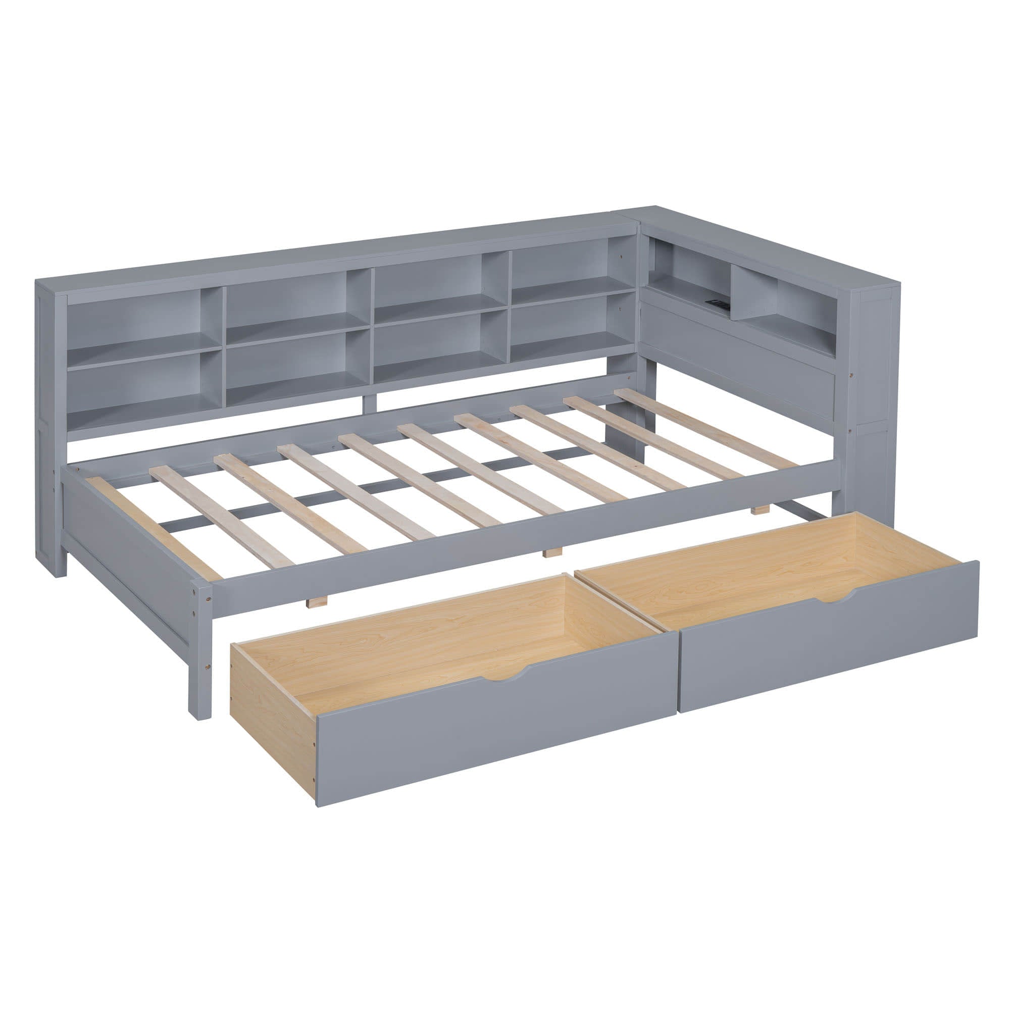 Modern Smart Kids Twin Size Daybed with Storage Drawers and Shelf