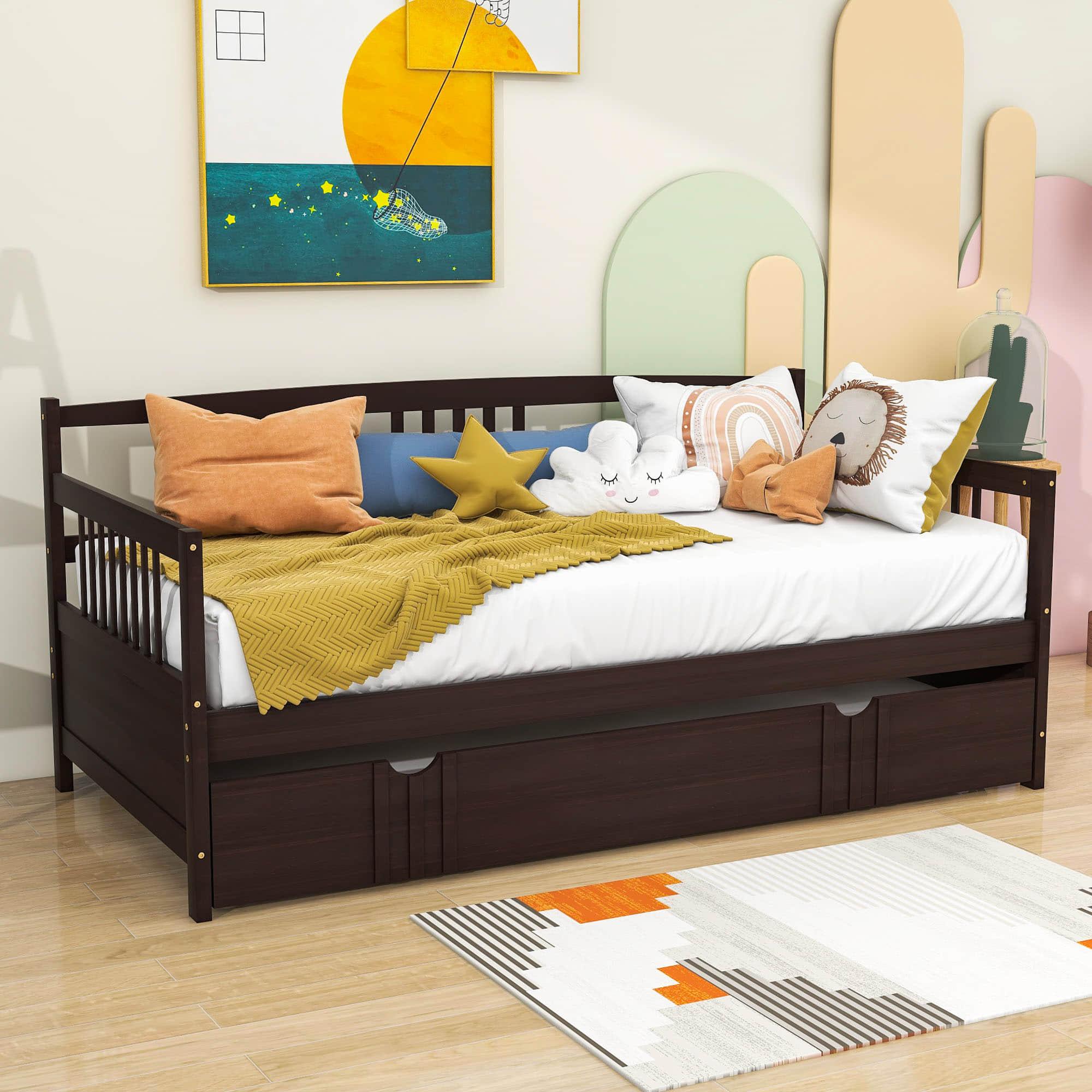 Wooden Twin Daybed with Twin Trundle