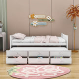 Wooden Full Size Daybed with Trundle and Storage - [Drawers, Backless]