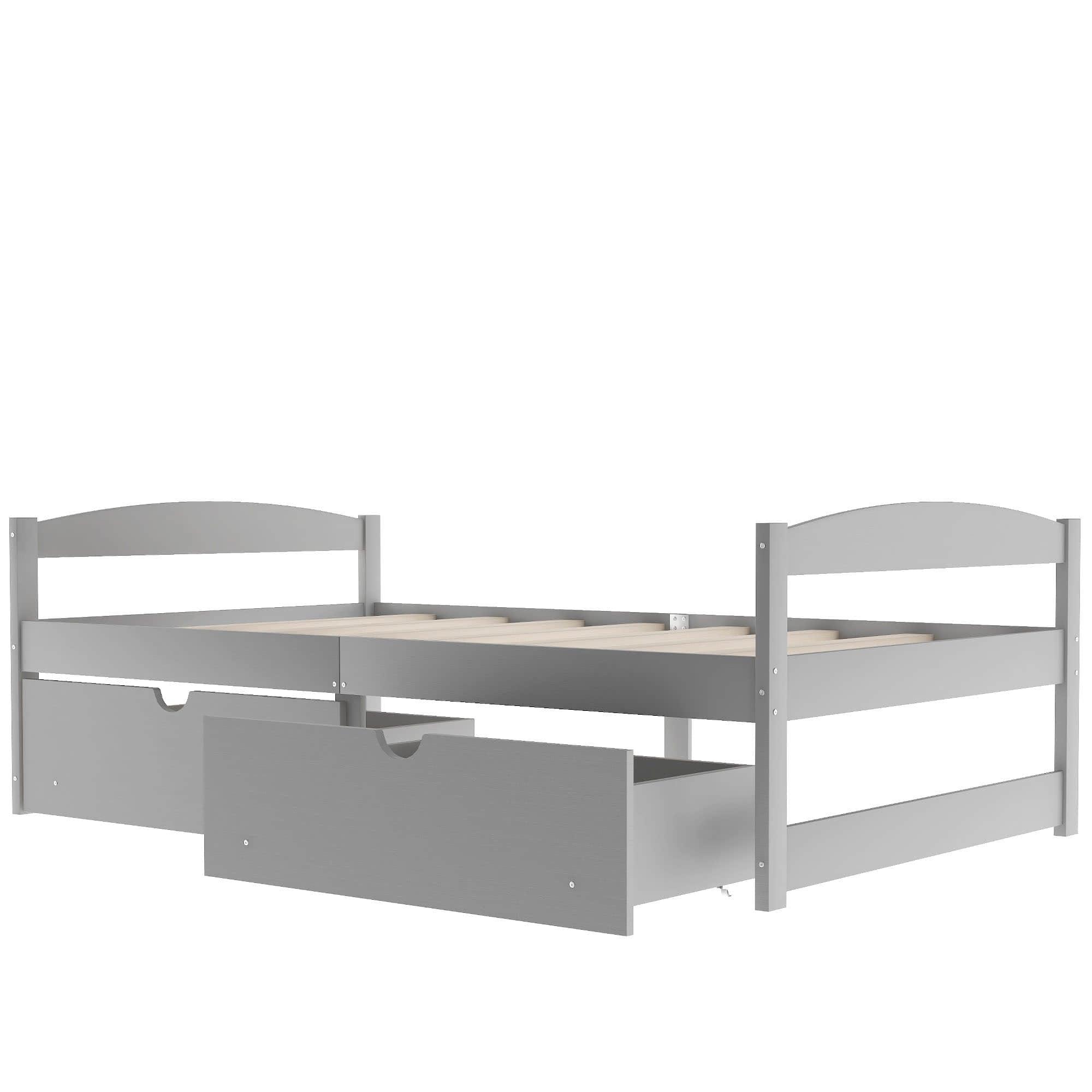 Wood Low Twin Daybed with Storage Drawers - [Backless]