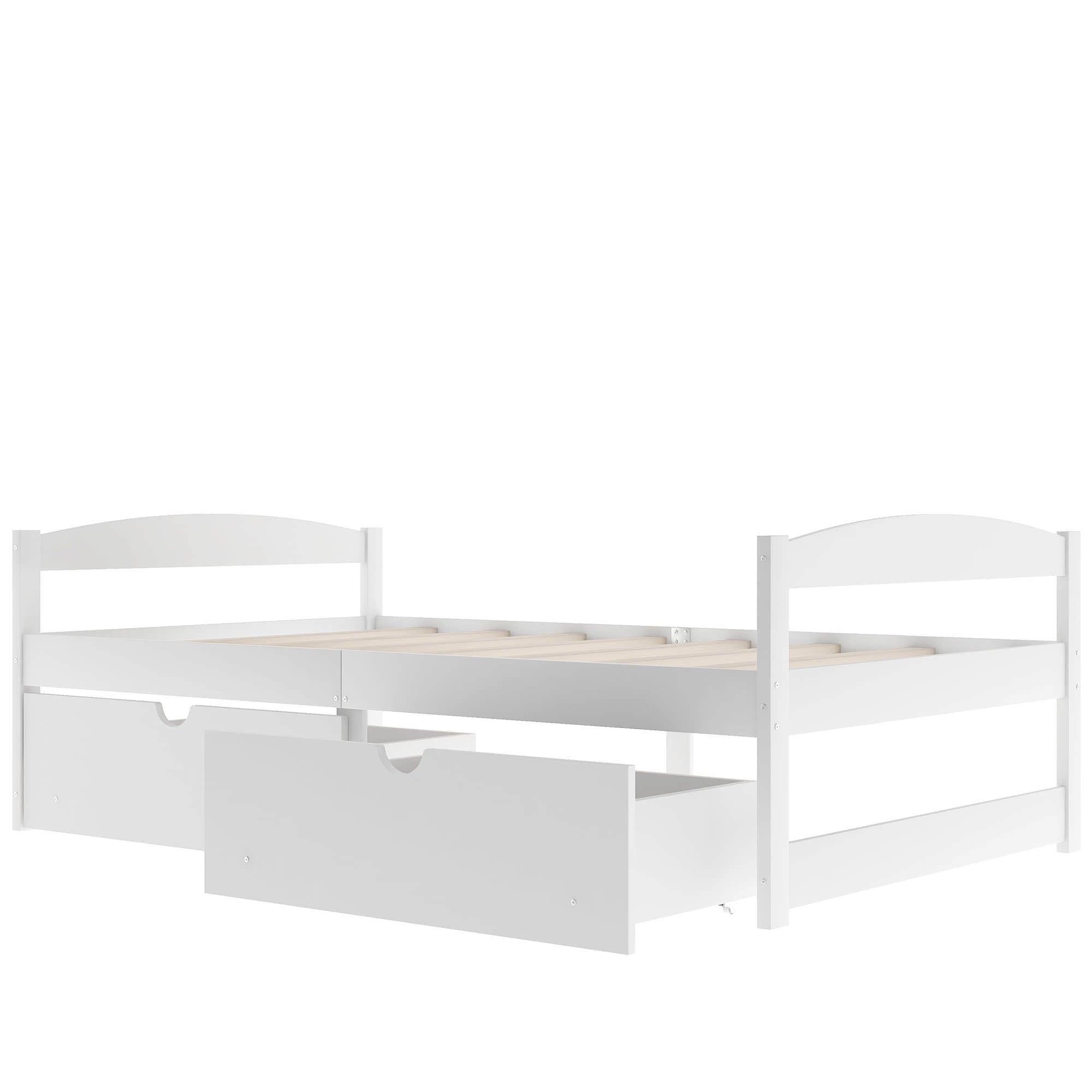 Wood Low Twin Daybed with Storage Drawers - [Backless]