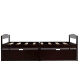 Wood Low Twin Daybed with Storage Drawers - [Backless]