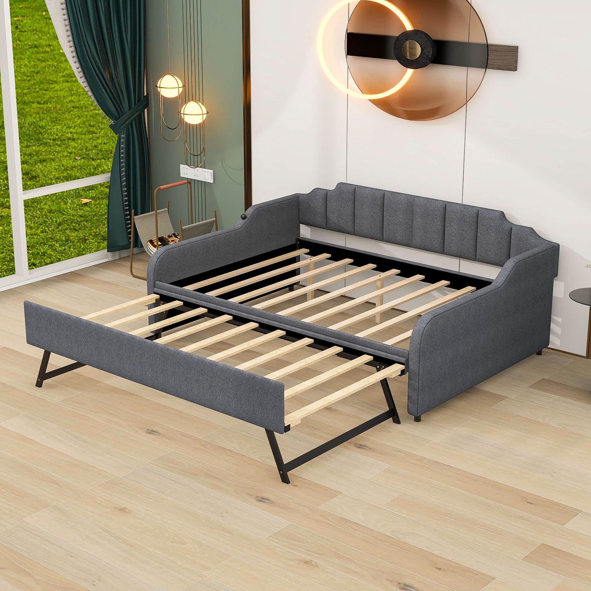 Smart Full Size Upholstered Daybed with Pull Up Trundle