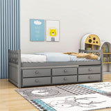 Backless Wooden Twin Daybed with Trundle and Storage - [Drawers]