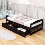 Wood Low Twin Daybed with Storage Drawers - [Backless]