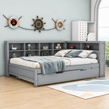 Modern Smart Full Size Wood Daybed with Twin Trundle and Storage