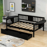 Wood Full Size Daybed with Storage - [Drawers, Side Shelves]