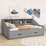 Wooden Twin to King Extendable Daybed with Pull-out Trundle and Storage