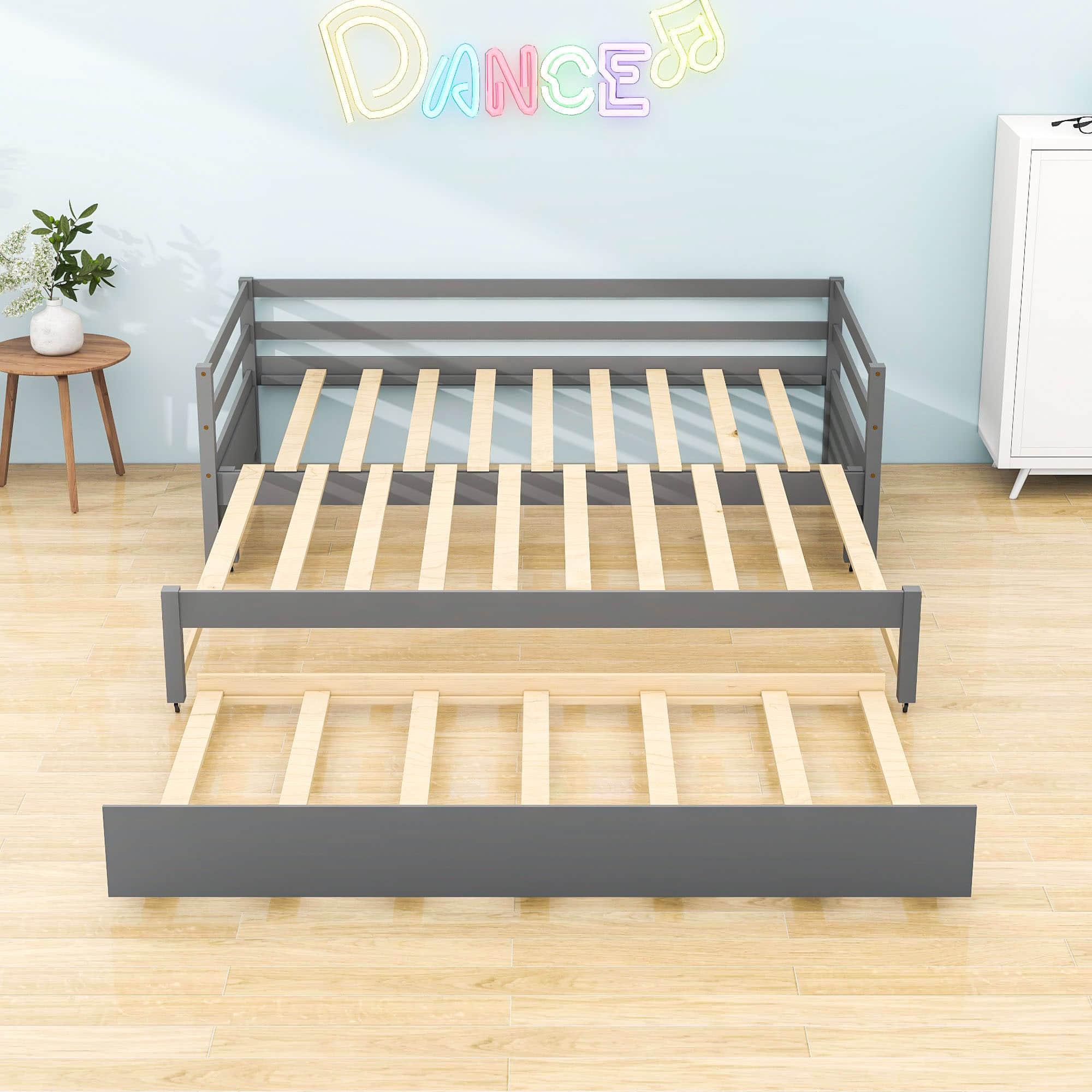 Twin / Double Twin Extendable Pull-out Daybed with Trundle - [Convertible]