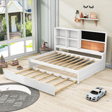 Wooden Smart Full Size Daybed with Trundle and Storage - [Shelves, Chalkboard, USB Ports]