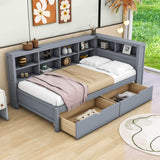 Modern Smart Kids Twin Size Daybed with Storage Drawers and Shelf