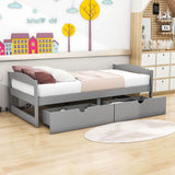 Wood Low Twin Daybed with Storage Drawers - [Backless]